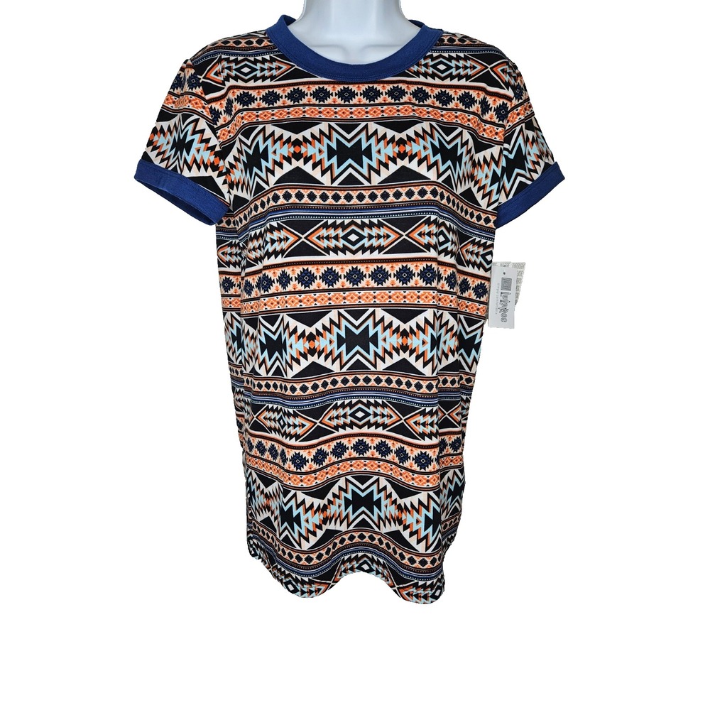 LuLaRoe Simply Comfortable XS Aztec Tribal Short Sleeve Stretch Shirt